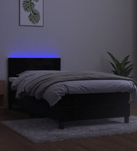 Boxspringbett mit Matratze & LED Schwarz 90x200 cm Samt