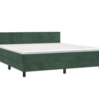 Boxspringbett mit Matratze & LED Dunkelgrün 180x200 cm Samt