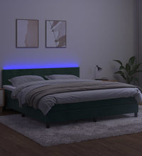 Boxspringbett mit Matratze & LED Dunkelgrün 180x200 cm Samt
