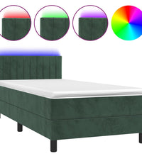 Boxspringbett mit Matratze & LED Dunkelgrün 100x200 cm Samt