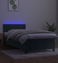 Boxspringbett mit Matratze & LED Dunkelgrün 100x200 cm Samt