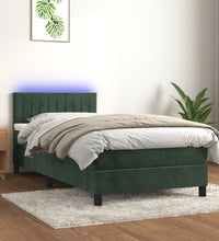 Boxspringbett mit Matratze & LED Dunkelgrün 100x200 cm Samt