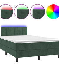 Boxspringbett mit Matratze & LED Dunkelgrün 120x200 cm Samt