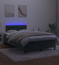 Boxspringbett mit Matratze & LED Dunkelgrün 120x200 cm Samt