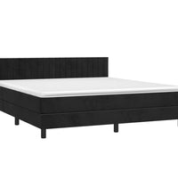 Boxspringbett mit Matratze & LED Schwarz 160x200 cm Samt