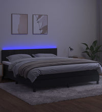 Boxspringbett mit Matratze & LED Schwarz 160x200 cm Samt