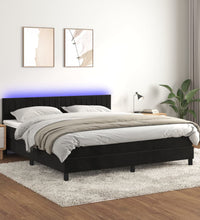 Boxspringbett mit Matratze & LED Schwarz 160x200 cm Samt