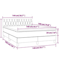 Boxspringbett mit Matratze & LED Rosa 140x190 cm Samt