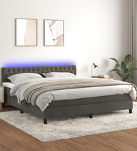 Boxspringbett mit Matratze & LED Dunkelgrau 160x200 cm Samt