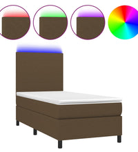 Boxspringbett mit Matratze & LED Dunkelbraun 80x200 cm Stoff