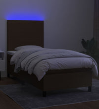 Boxspringbett mit Matratze & LED Dunkelbraun 80x200 cm Stoff