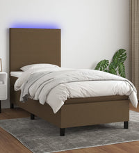 Boxspringbett mit Matratze & LED Dunkelbraun 80x200 cm Stoff