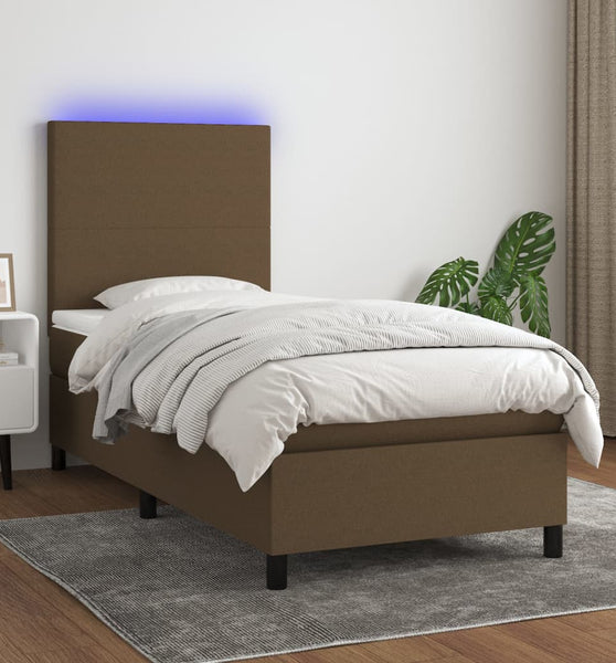 Boxspringbett mit Matratze & LED Dunkelbraun 80x200 cm Stoff