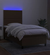 Boxspringbett mit Matratze & LED Dunkelbraun 80x200 cm Stoff