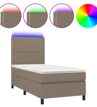 Boxspringbett mit Matratze & LED Taupe 90x200 cm Stoff