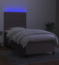 Boxspringbett mit Matratze & LED Taupe 90x200 cm Stoff