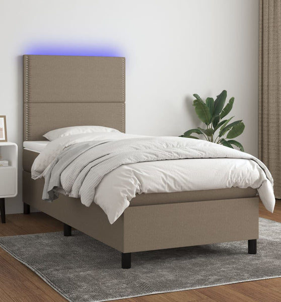 Boxspringbett mit Matratze & LED Taupe 90x200 cm Stoff
