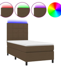 Boxspringbett mit Matratze & LED Dunkelbraun 80x200 cm Stoff