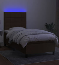 Boxspringbett mit Matratze & LED Dunkelbraun 80x200 cm Stoff