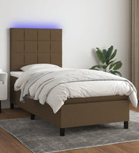 Boxspringbett mit Matratze & LED Dunkelbraun 80x200 cm Stoff