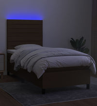 Boxspringbett mit Matratze & LED Dunkelbraun 80x200 cm Stoff