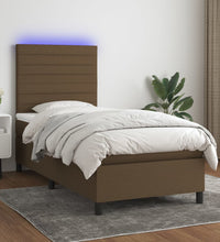 Boxspringbett mit Matratze & LED Dunkelbraun 80x200 cm Stoff