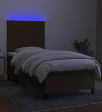Boxspringbett mit Matratze & LED Dunkelbraun 80x200 cm Stoff