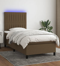Boxspringbett mit Matratze & LED Dunkelbraun 80x200 cm Stoff