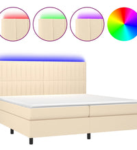 Boxspringbett mit Matratze & LED Creme 200x200 cm Stoff