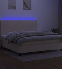 Boxspringbett mit Matratze & LED Creme 200x200 cm Stoff