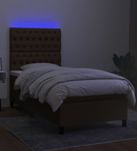 Boxspringbett mit Matratze & LED Dunkelbraun 80x200 cm Stoff
