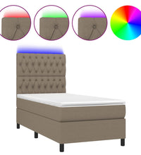 Boxspringbett mit Matratze & LED Taupe 90x200 cm Stoff