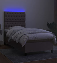 Boxspringbett mit Matratze & LED Taupe 90x200 cm Stoff