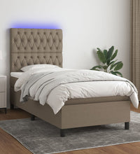 Boxspringbett mit Matratze & LED Taupe 90x200 cm Stoff