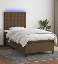 Boxspringbett mit Matratze & LED Dunkelbraun 80x200 cm Stoff