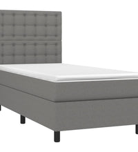 Boxspringbett mit Matratze & LED Dunkelgrau 90x190 cm Stoff