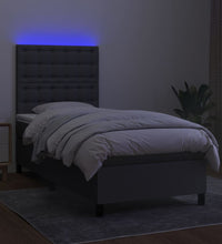 Boxspringbett mit Matratze & LED Dunkelgrau 90x190 cm Stoff