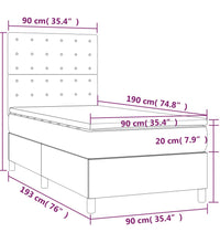 Boxspringbett mit Matratze & LED Dunkelgrau 90x190 cm Stoff
