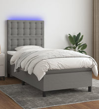 Boxspringbett mit Matratze & LED Dunkelgrau 90x190 cm Stoff