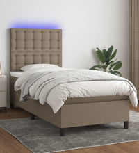 Boxspringbett mit Matratze & LED Taupe 90x200 cm Stoff