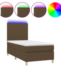 Boxspringbett mit Matratze & LED Dunkelbraun 80x200 cm Stoff