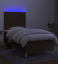 Boxspringbett mit Matratze & LED Dunkelbraun 80x200 cm Stoff