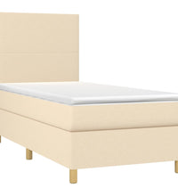 Boxspringbett mit Matratze & LED Creme 90x200 cm Stoff