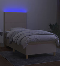 Boxspringbett mit Matratze & LED Creme 90x200 cm Stoff
