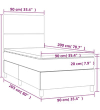 Boxspringbett mit Matratze & LED Creme 90x200 cm Stoff