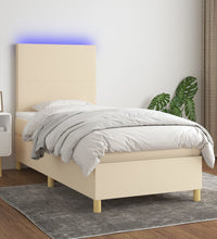 Boxspringbett mit Matratze & LED Creme 90x200 cm Stoff