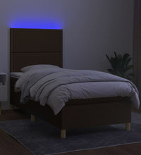 Boxspringbett mit Matratze & LED Dunkelbraun 80x200 cm Stoff