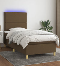Boxspringbett mit Matratze & LED Dunkelbraun 80x200 cm Stoff