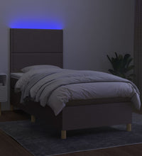 Boxspringbett mit Matratze & LED Taupe 90x200 cm Stoff