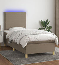 Boxspringbett mit Matratze & LED Taupe 90x200 cm Stoff